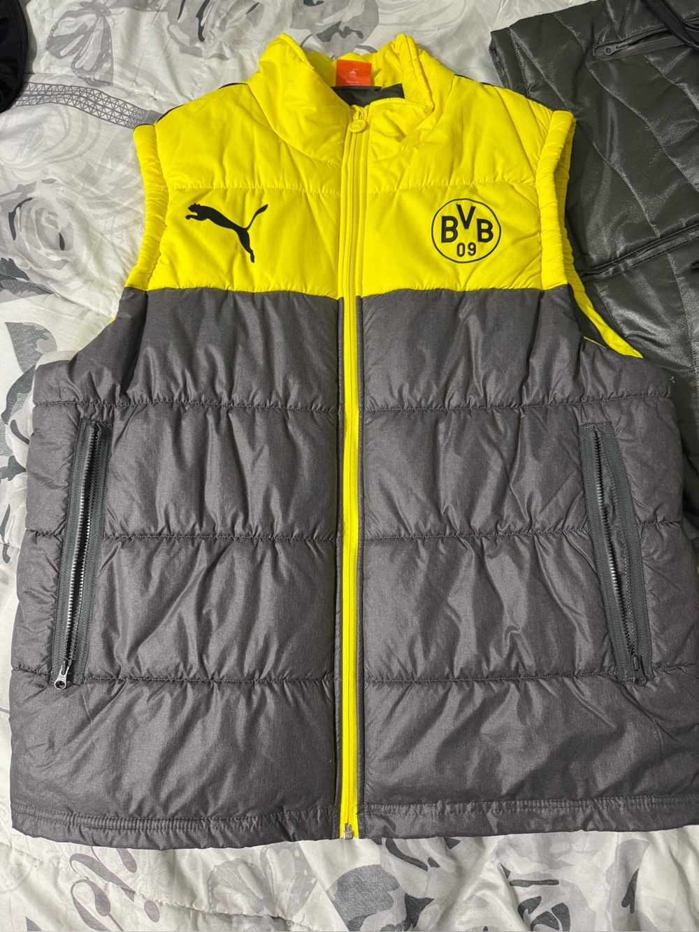 Puma Kids Yellow and Gray BVB 09 Puffer Vest